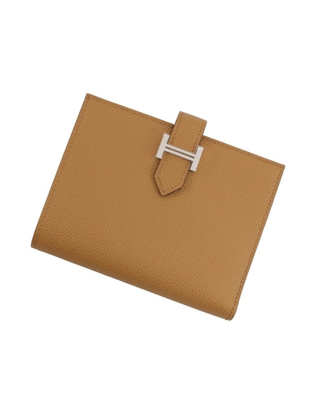 Hermes Bifold Wallet Bearn Compact Biscuit Silver Epsom